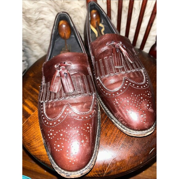 Men\'s Brown Dress Shoe Brogue Loafers Kiltie Tasseled Wing-Tip Loafer 11.5 D main image 8